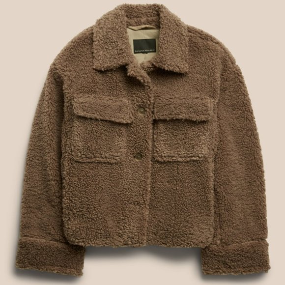 Banana Republic Cropped Sherpa Trucker Jacket - Picture 1 of 12